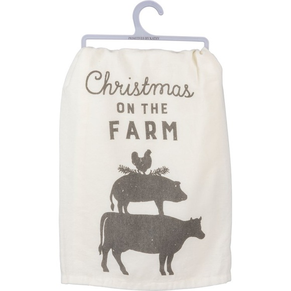 Farmhouse Dish Towel - Christmas On The Farm ranch - Picture 1 of 1